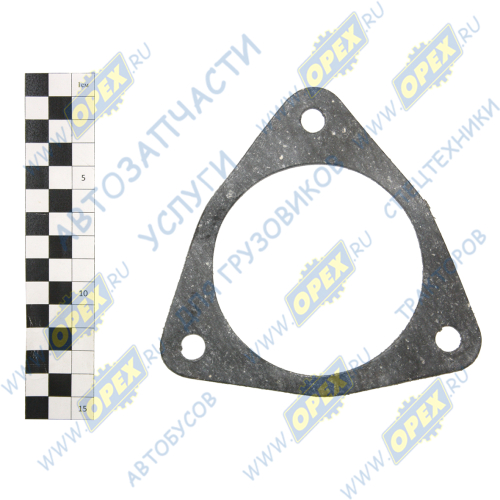 6520-1170343 (1.0) Прокладка треуг. 130х140; фвнутр=90; 3отв.ф11, охладителя КАМАЗ-6520; (паронит 1,0) Techno Drive